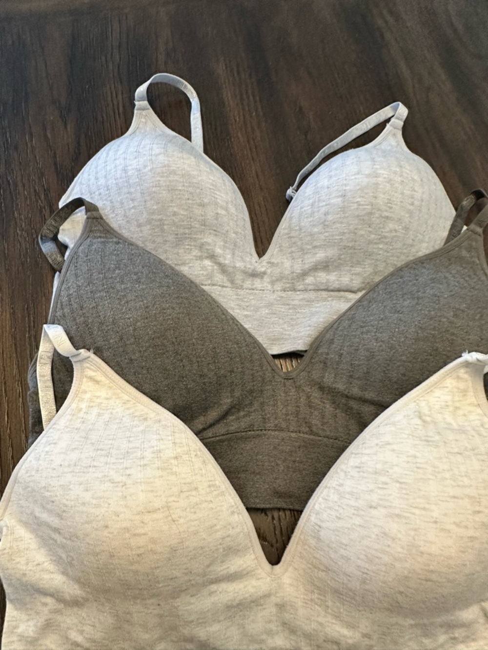 Nautica 3-Pack Seamless T-Shirt Bras - Light Gray & Dark Gray